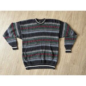 VTG 80s 90s Men’s 100% Alpaca Wool Grandpa Sweater Geometric, Size S?